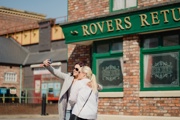 Ladies taking a selfie in front of Rovers Return at the Coronation Street Experience