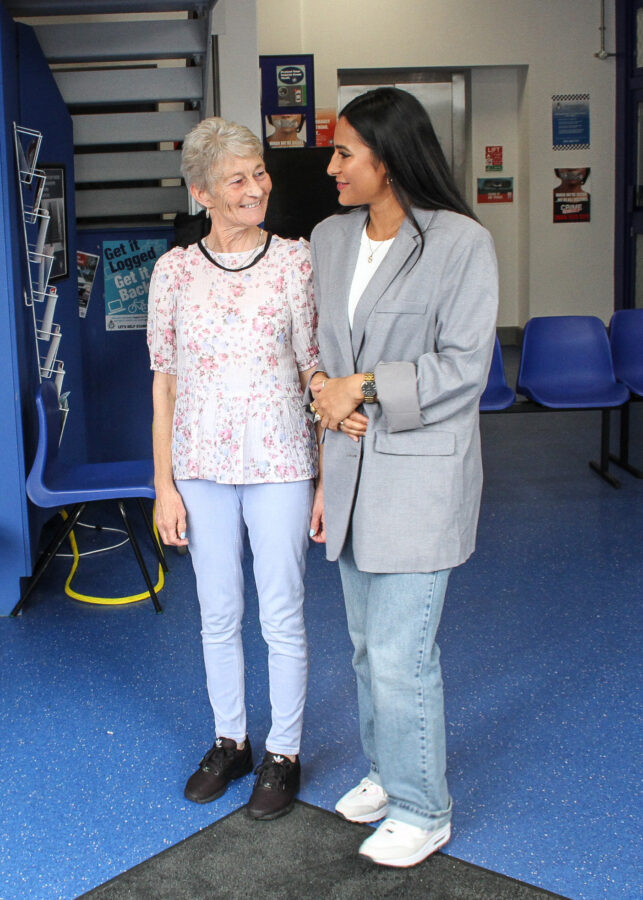 Sair Khan jokingly sizes up next to a Coronation Street Experience guest who claimed that the Alya Nazir actress was shorter than she expected.