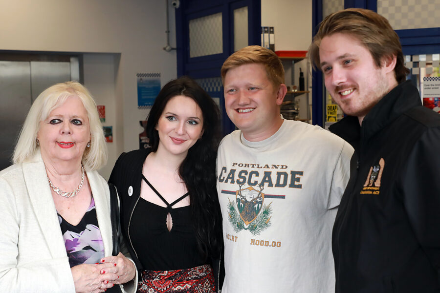 "Thanks guys for coming out." Sam Aston poses for a photograph with guests of the Coronation Street Experience.
