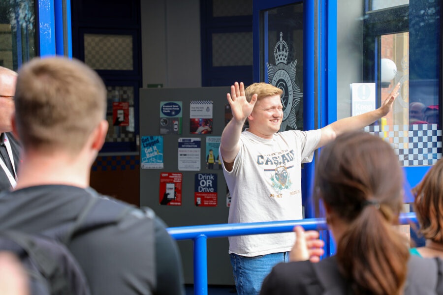 Sam Aston, who plays Chesney, surprises guests at the Coronation Street Experience.